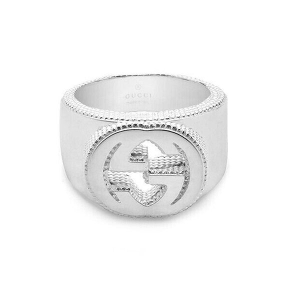 NEW 100% Authentic GUCCI Ring 479229 IT 10GG Silver 925 Interlocking GG US 5.25 - Picture 1 of 10